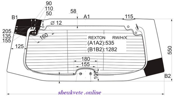 SsangYong უკანა საქარე მინა SsangYong ukana saqare mina SsangYong Заднее стекло